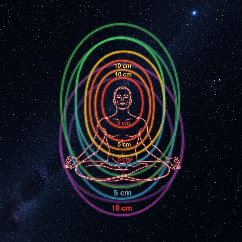 Man Meditating in Siddhasana Pose Surrounded by Colorful Aura in Space Man Meditating in Siddhasana Pose Surrounded by Colorful Aura in Space