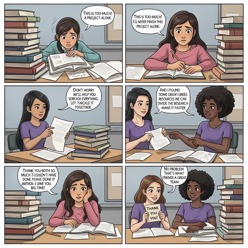 Girl's Debt of Gratitude - Friendship Comic Strip Girl's Debt of Gratitude - Friendship Comic Strip