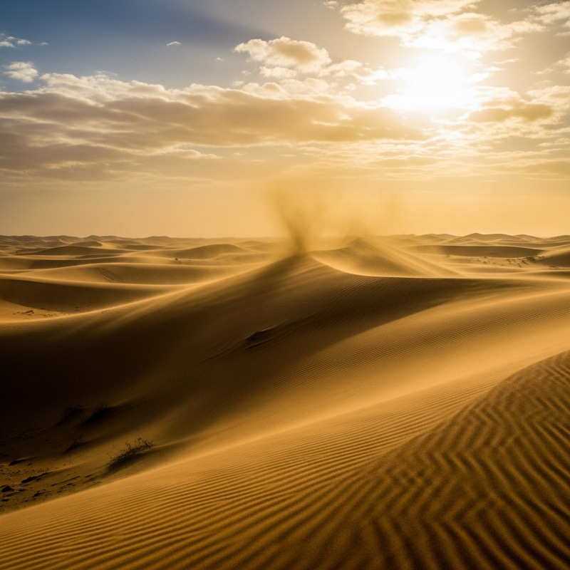 Powerful Sandstorm in Vast Desert - Mesmerizing Scene Powerful Sandstorm in Vast Desert - Mesmerizing Scene