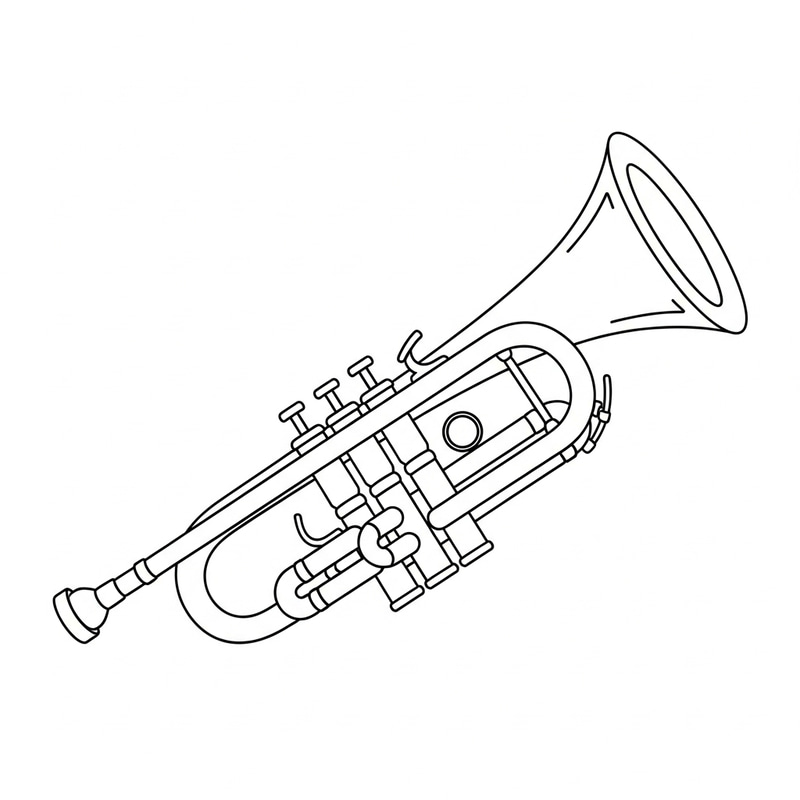 Cute Trumpet Coloring Page for Kids Cute Trumpet Coloring Page for Kids