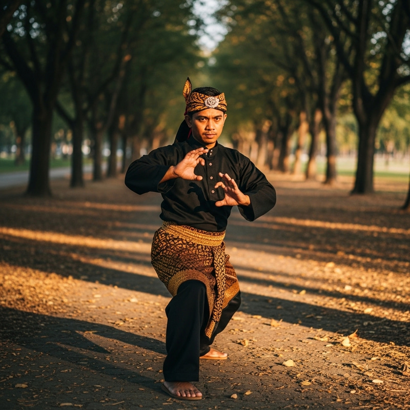 Pencak Silat Warrior in Traditional Attire Pencak Silat Warrior in Traditional Attire