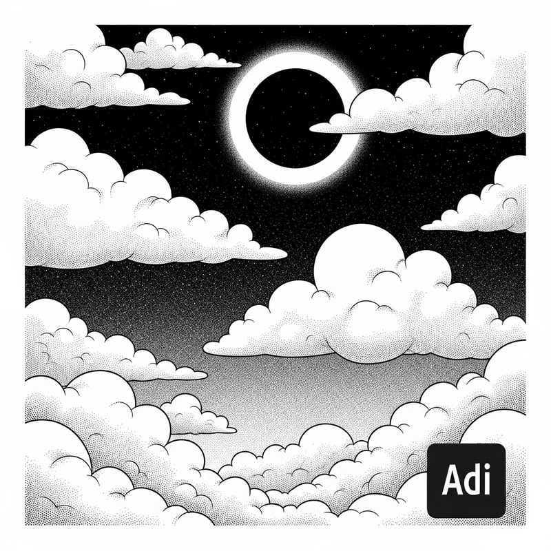 Black and White Clouds Coloring Page - Life and Death Concept Black and White Clouds Coloring Page - Life and Death Concept