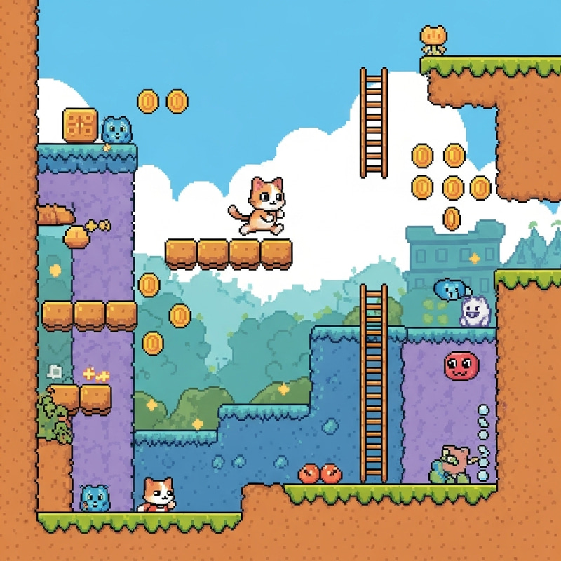 Cute Cat 2D Platformer Game | Pixel Art Adventure