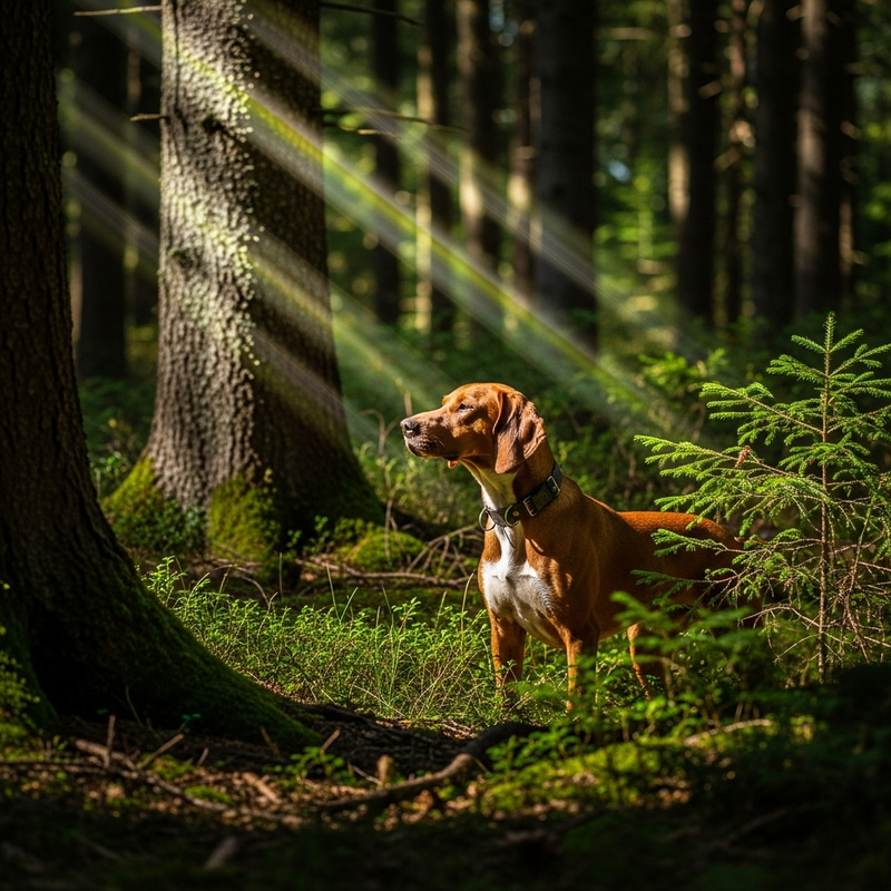 Majestic Hunting Dog in Forest - Expert Tracker Majestic Hunting Dog in Forest - Expert Tracker