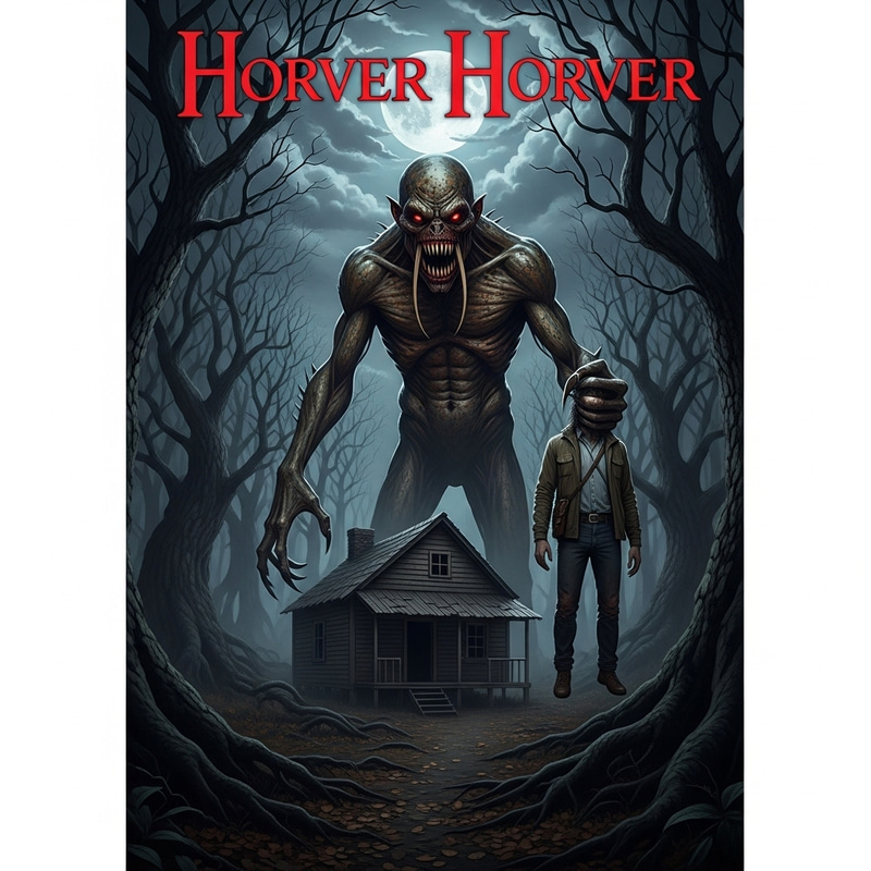 Scary Monster in Forest Cabin: Horror Book Cover Scary Monster in Forest Cabin: Horror Book Cover