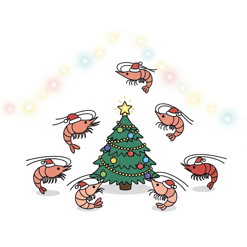 Cute Christmas Shrimp - Festive Cartoon Celebration Cute Christmas Shrimp - Festive Cartoon Celebration