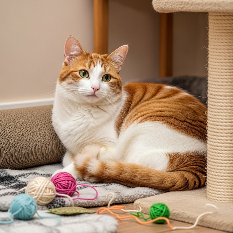 Ginger and White Cat Relaxing in Cozy Setting Ginger and White Cat Relaxing in Cozy Setting