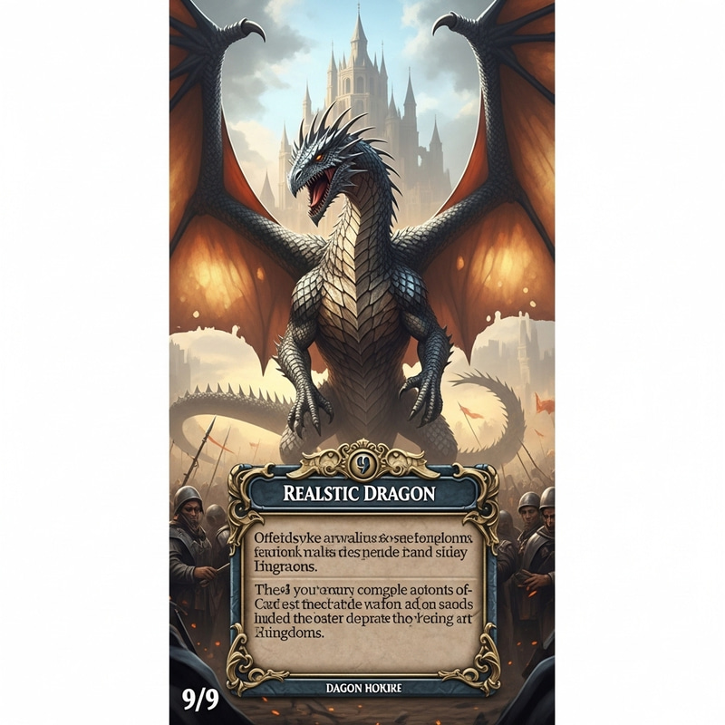 House of Dragons Inspired Realistic 9/9 Dragon Trading Card Design