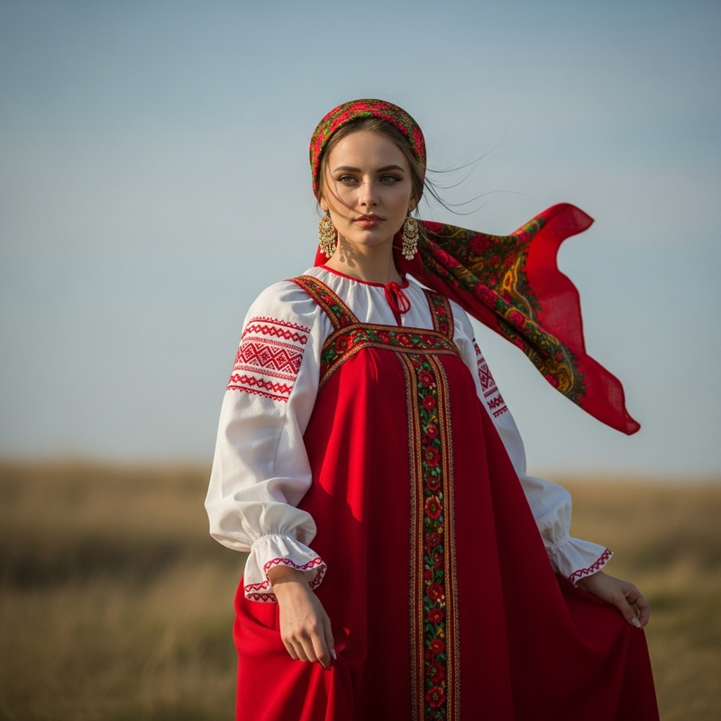 Russian Woman in Traditional Dress - Slavic Beauty Captured Russian Woman in Traditional Dress - Slavic Beauty Captured