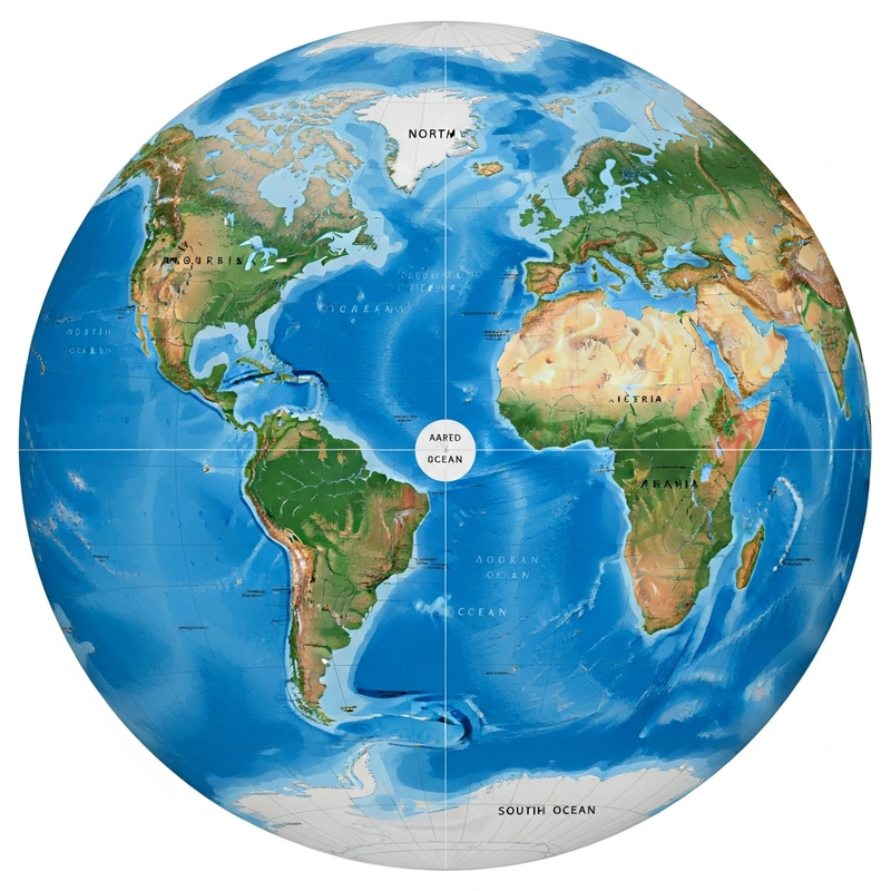 Flat Earth Map - Continents and Oceans in Perspective