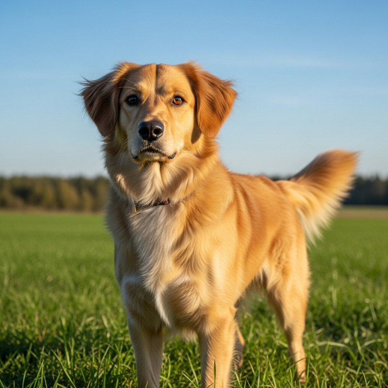 Majestic Domestic Dog in Green Field