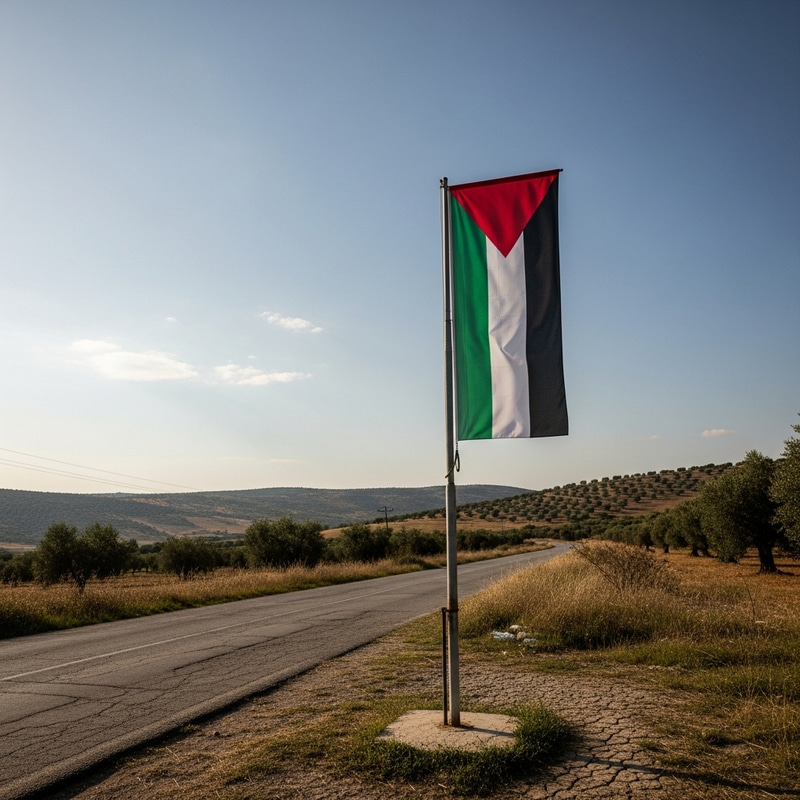 Palestinian Flag Along the Road
