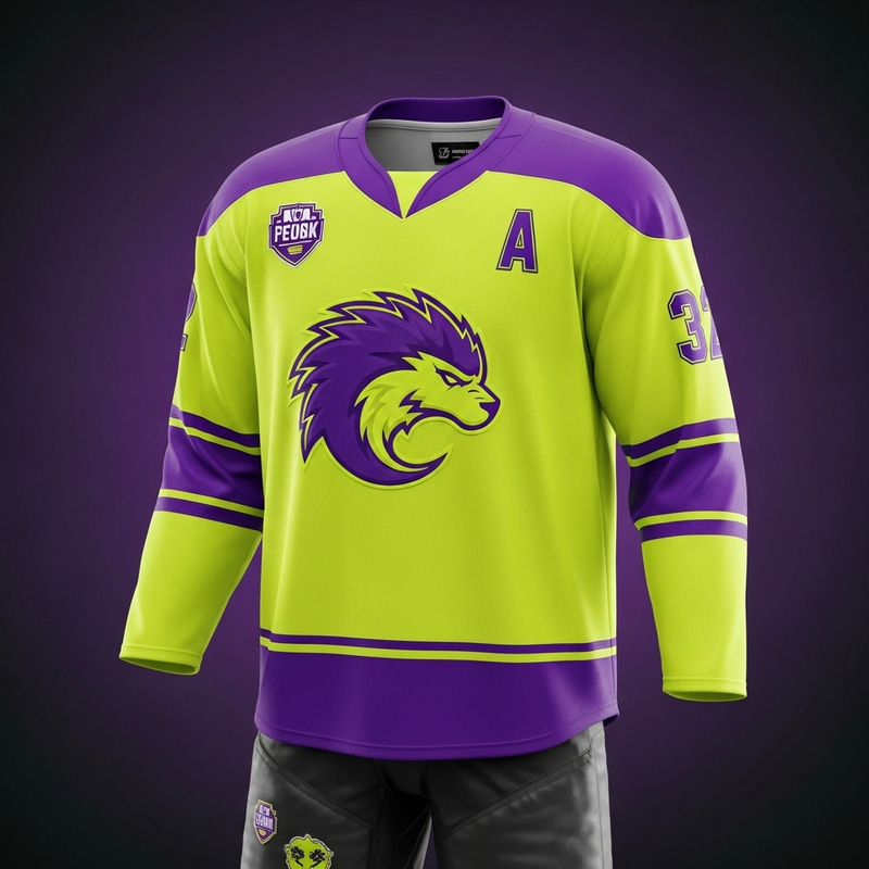 Distinct Neon Yellow & Purple Ice Hockey Jersey Collection Distinct Neon Yellow & Purple Ice Hockey Jersey Collection
