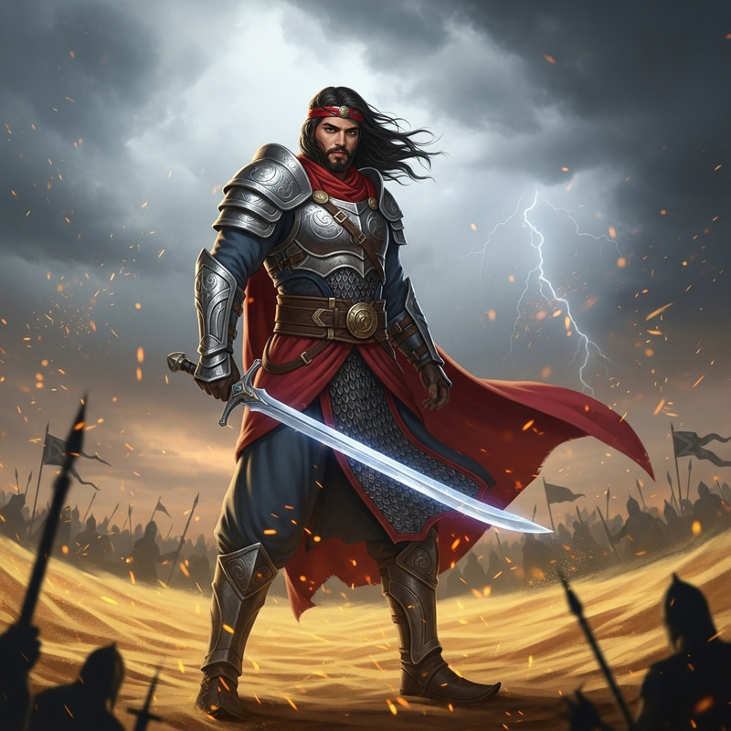 Powerful Middle-Eastern Warrior in Battle Powerful Middle-Eastern Warrior in Battle