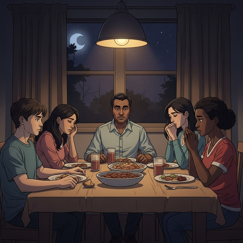 Illustration of Dysfunctional Family Struggling Due to Financial Hardship