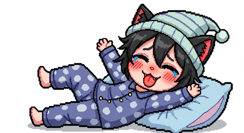 Cute Emo Cat in Pajamas | Flipnote Hatena Art