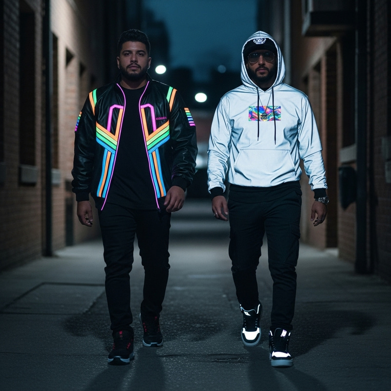 Neon Noir Streetwear Men - Diverse Ambiance in Urban Fusion Fashion Neon Noir Streetwear Men - Diverse Ambiance in Urban Fusion Fashion