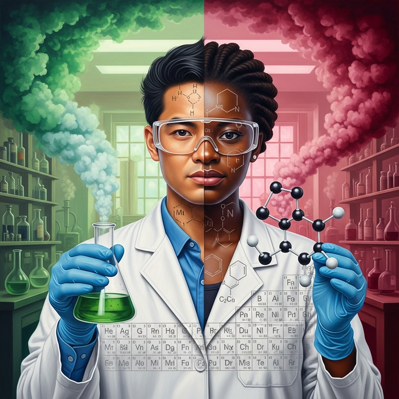 Chemistry Personified: Gender-Blended Lab Scientists in Action