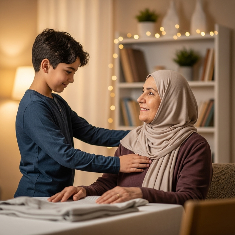 Heartwarming Bond Between Mother and Son in Middle-Eastern Home Heartwarming Bond Between Mother and Son in Middle-Eastern Home