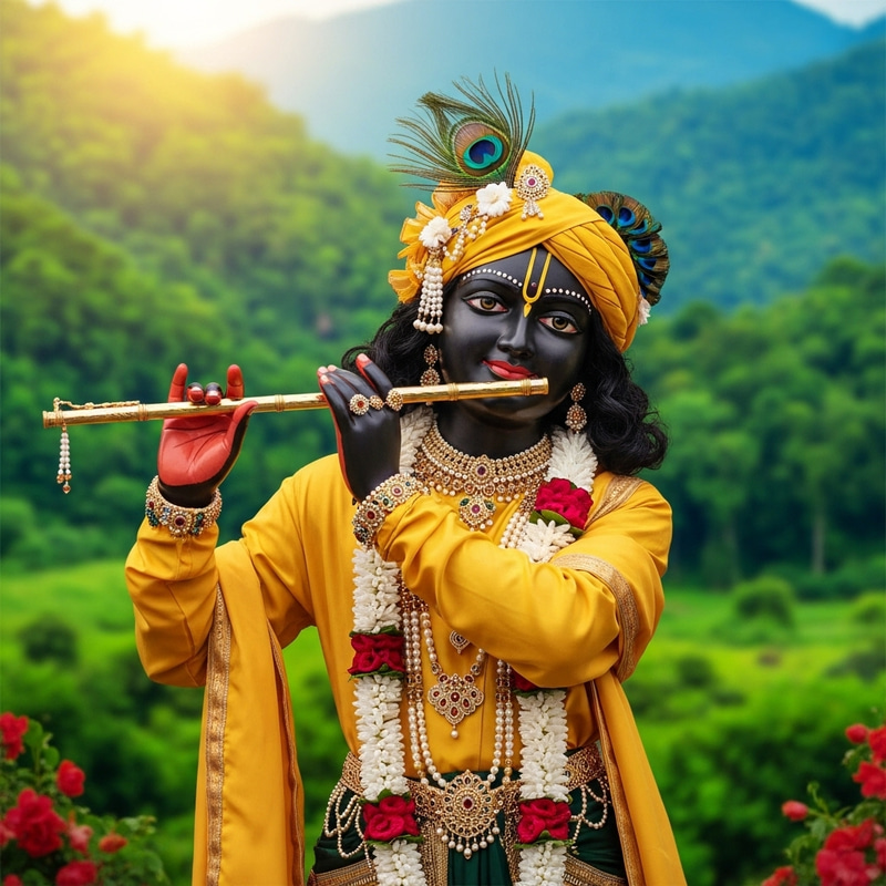 Krishna: Enchanting Image of Divine Lord in Traditional Attire Krishna: Enchanting Image of Divine Lord in Traditional Attire
