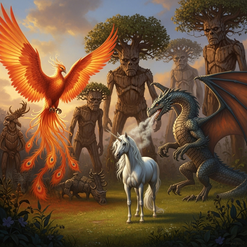 Fantasy Animals Posing in Grand Display Fantasy Animals Posing in Grand Display