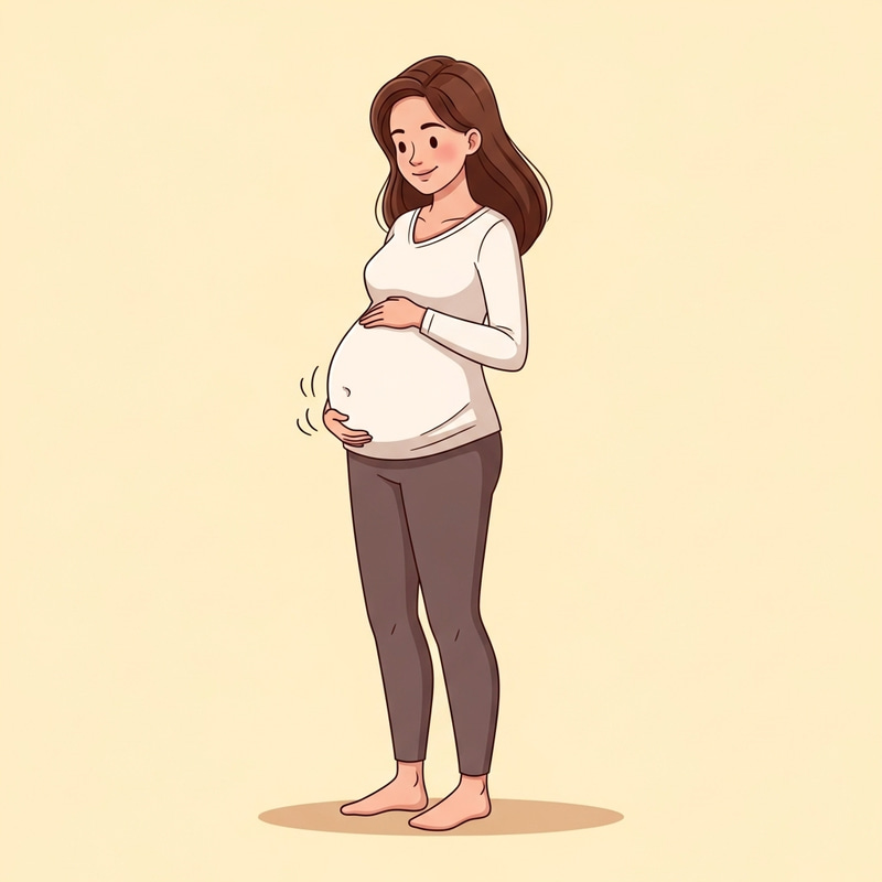 Joyful Cartoon Pregnant Woman in Maternity Style Joyful Cartoon Pregnant Woman in Maternity Style