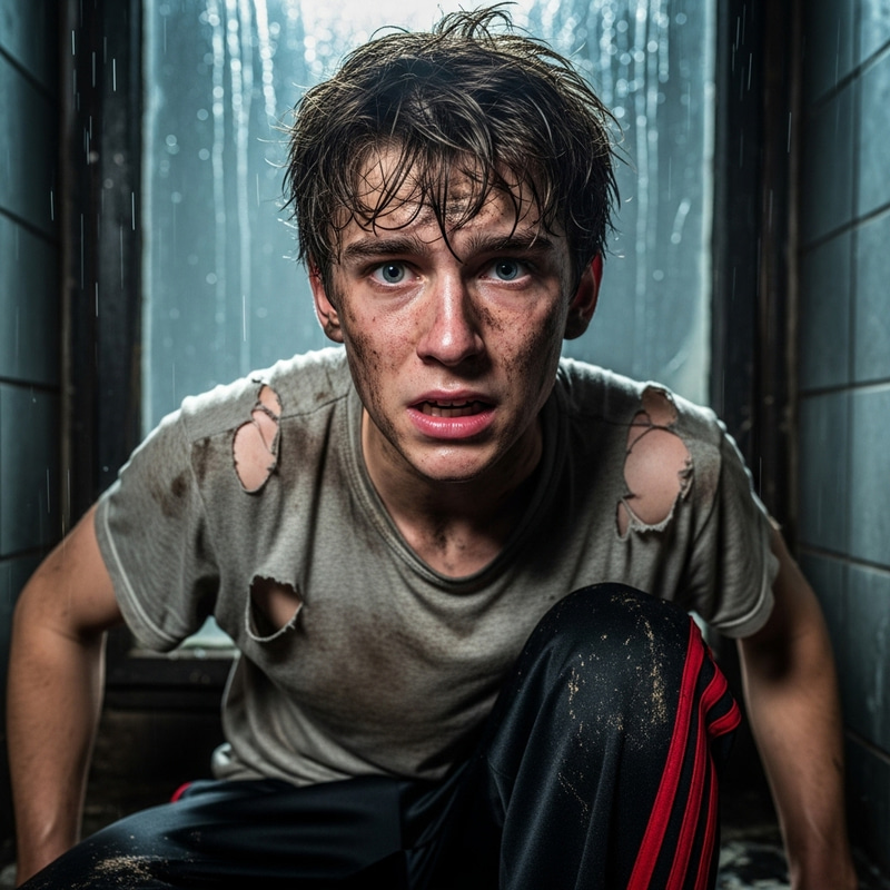 Distressed Teenage Boy of Caucasian Descent | Expressive Troublesome Situation Distressed Teenage Boy of Caucasian Descent | Expressive Troublesome Situation