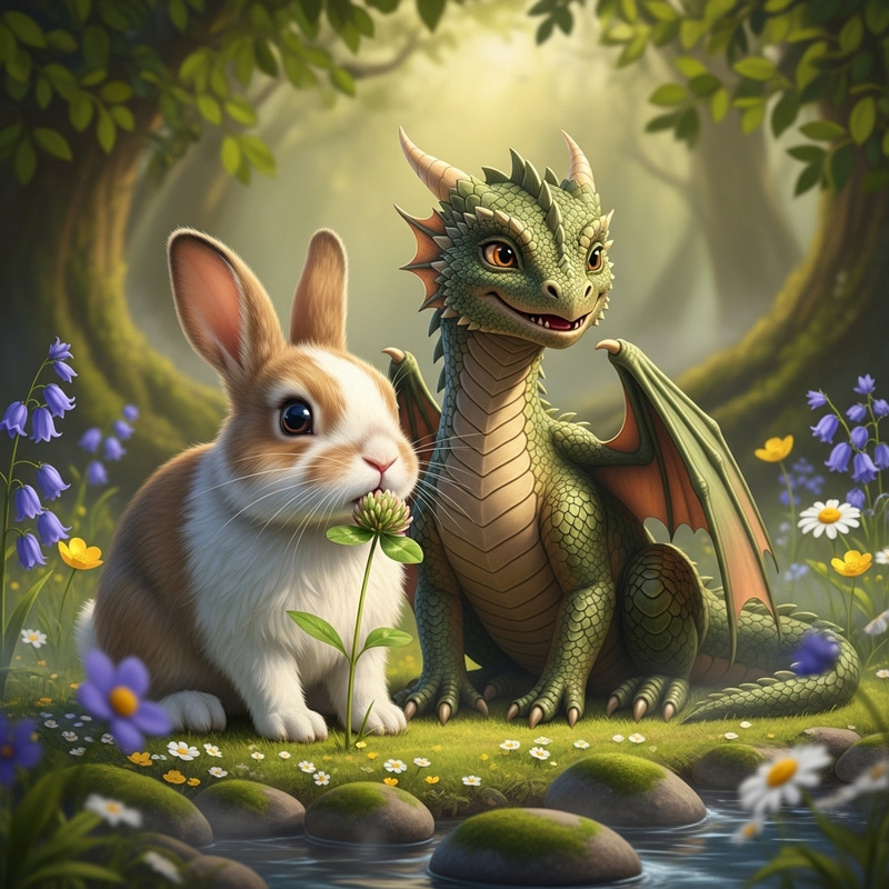 Sweet Rabbit and Friendly Dragon Sweet Rabbit and Friendly Dragon