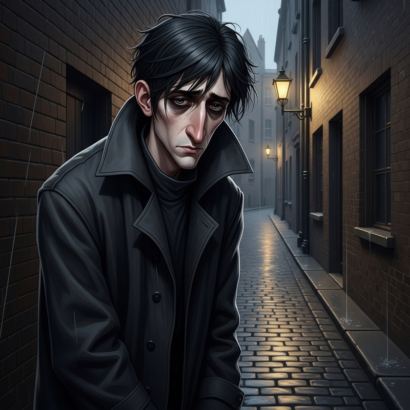 Gloomy Thin and Tall Young Man with Hawk-Like Nose Gloomy Thin and Tall Young Man with Hawk-Like Nose