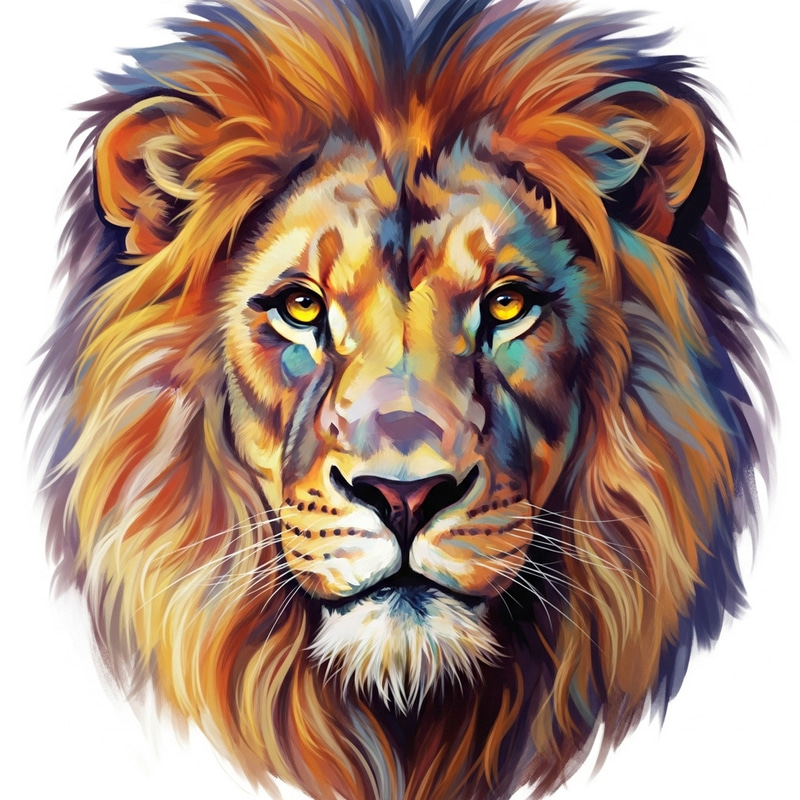 Fierce Lion Portrait: Bold Colors & Digital Fantasy Art Fierce Lion Portrait: Bold Colors & Digital Fantasy Art