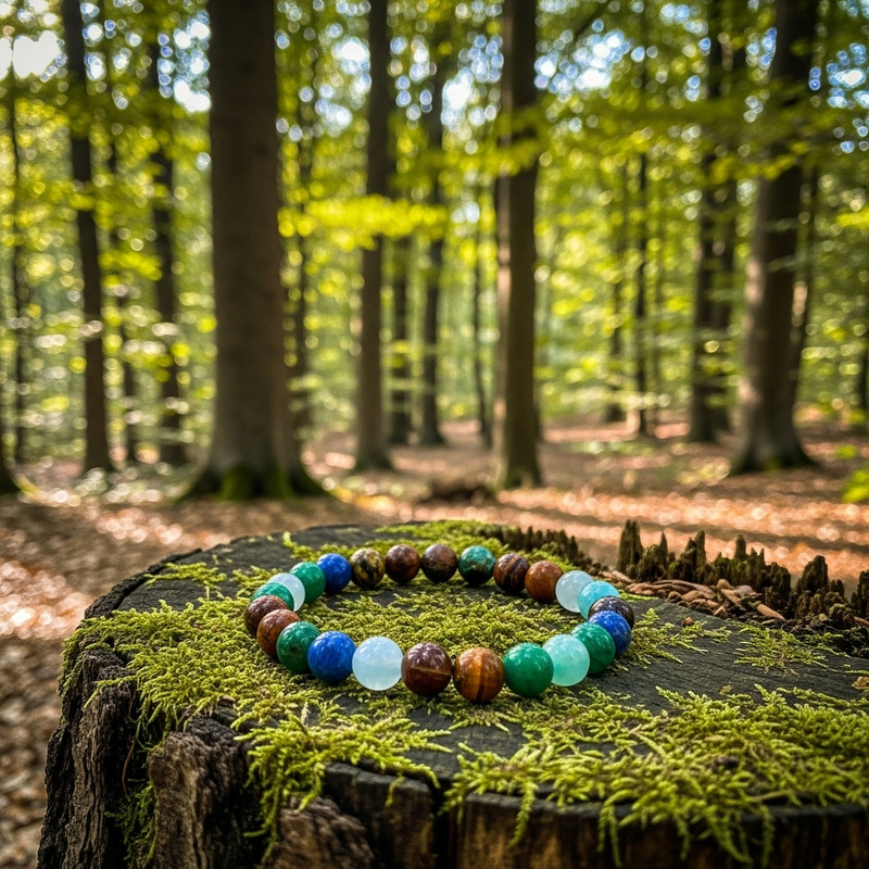 Natural Stone Bracelet in a Serene Forest Natural Stone Bracelet in a Serene Forest
