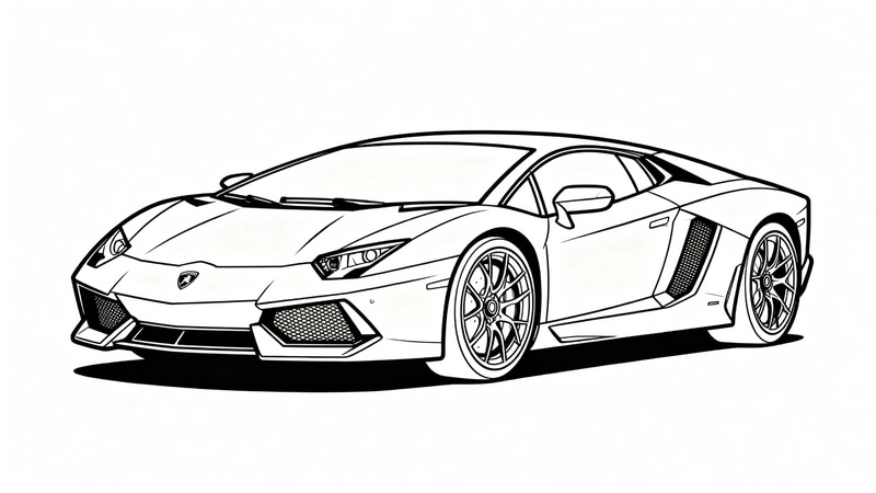 Lamborghini Coloring Page - Black and White