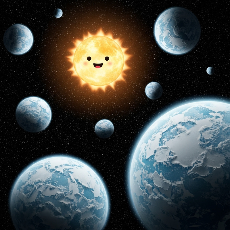 Cartoon Sun Thaws Frozen Planets: A Bright Transformation Cartoon Sun Thaws Frozen Planets: A Bright Transformation