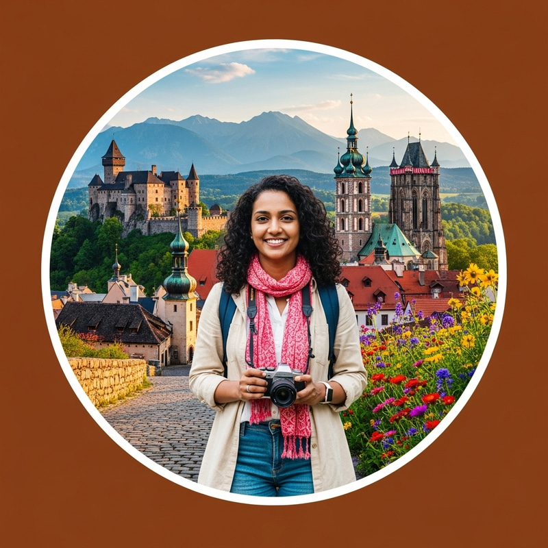 Vibrant Eastern Europe Journey: South Asian Woman's Profile Picture