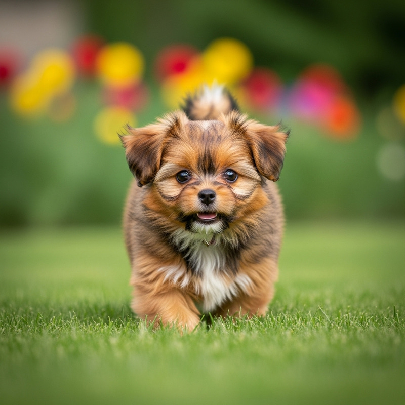 Cute Small Dog Exploring a Joyful Garden Cute Small Dog Exploring a Joyful Garden