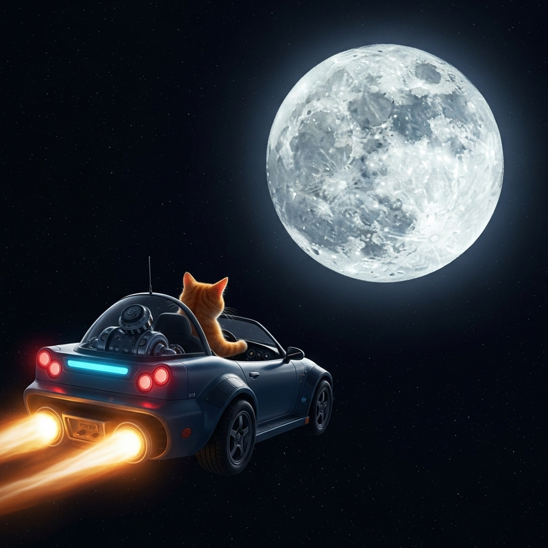 Adorable Cat Driving Car to Moon | Space Expedition Adorable Cat Driving Car to Moon | Space Expedition