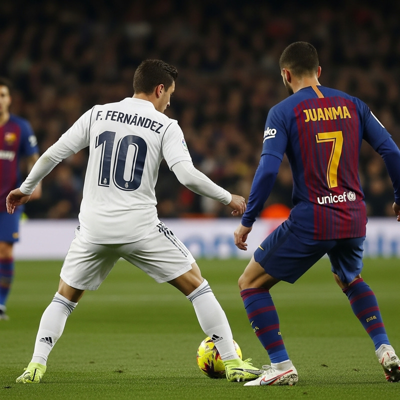 F. Fernandez Real Madrid Player vs Juanma Barcelona Player Action F. Fernandez Real Madrid Player vs Juanma Barcelona Player Action