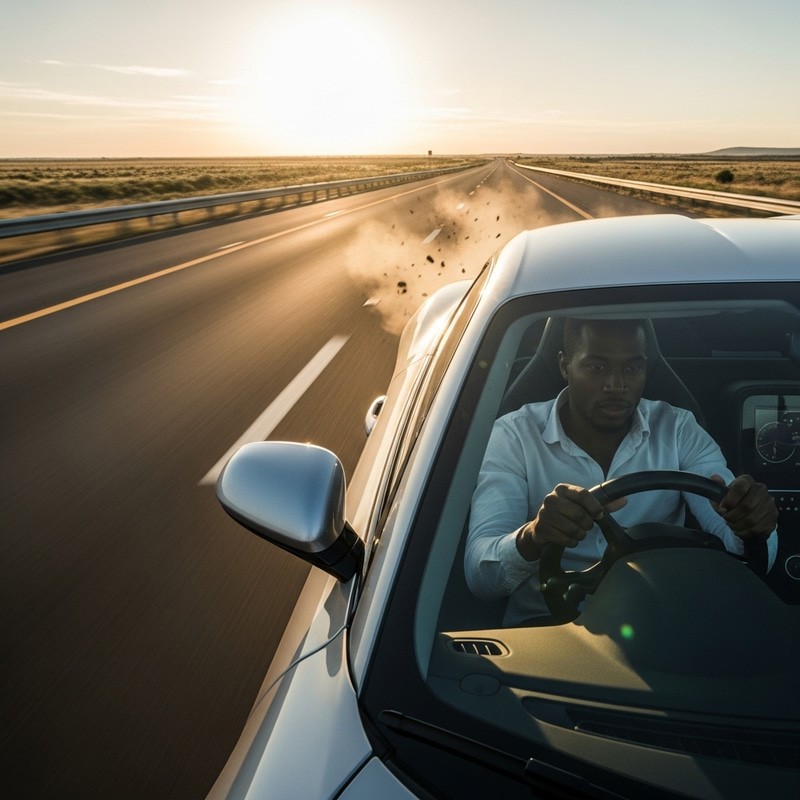 Man Speeding in Silver Car on Highway | Thrilling Drive Scene Man Speeding in Silver Car on Highway | Thrilling Drive Scene