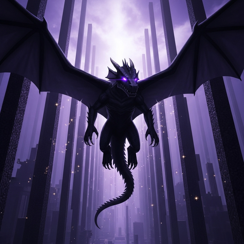Majestic Ender Dragon Soaring Through End Dimension Majestic Ender Dragon Soaring Through End Dimension