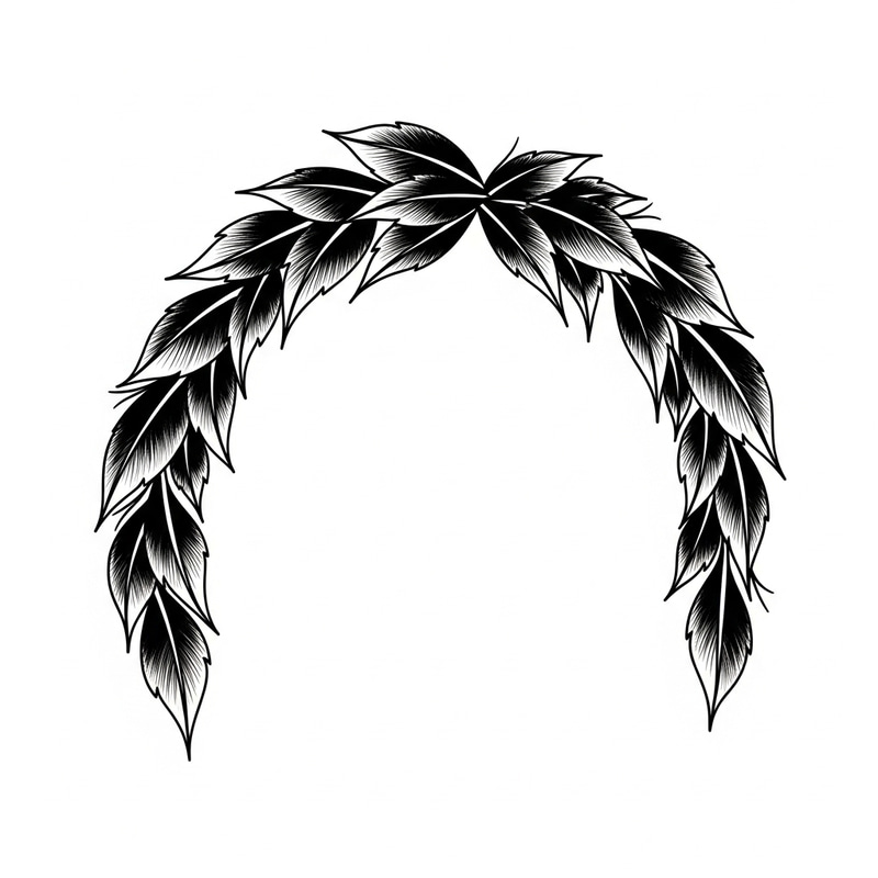 Vintage American Tattoo with Black Leaves Vintage American Tattoo with Black Leaves