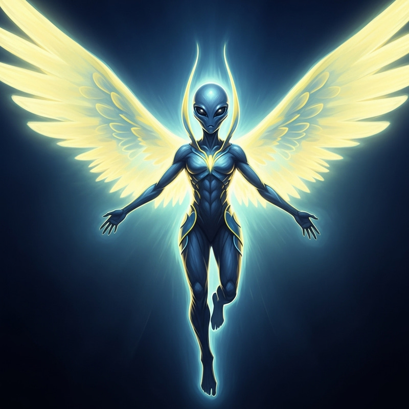 Phosphorescent Winged Extraterrestrial - Vivid Fantasy Art
