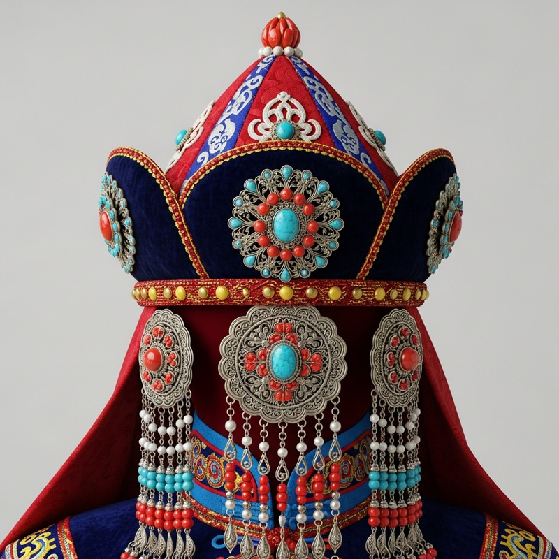 Traditional Mongolian Ancient Headdress: A Masterpiece