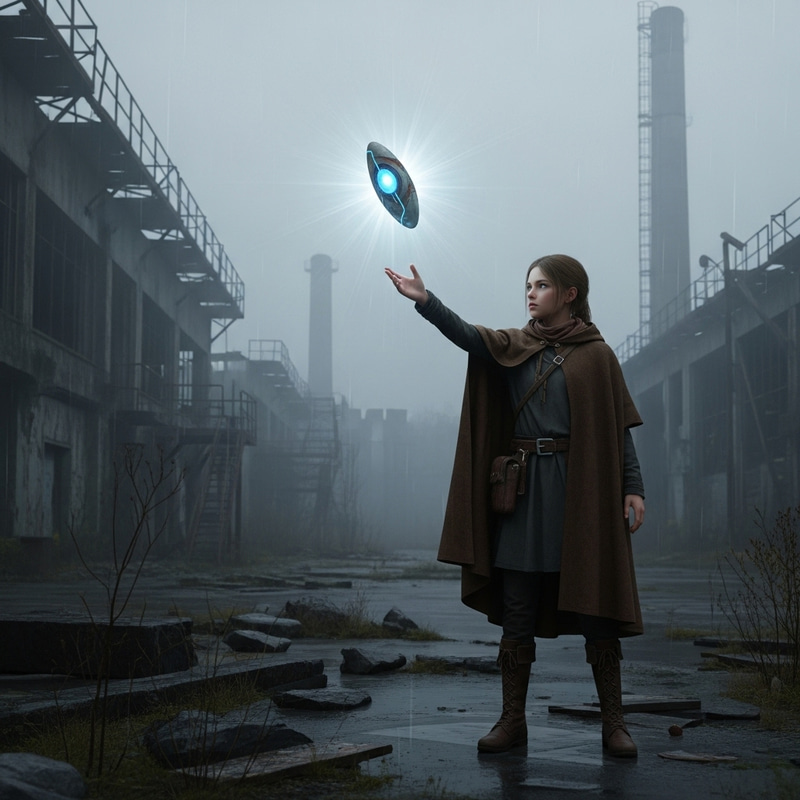 Girl in Brown Cloak Discovers Glowing Artifact in Chernobyl Zone Girl in Brown Cloak Discovers Glowing Artifact in Chernobyl Zone