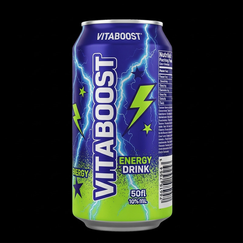 VitaBoost Energy Drink Can - Vibrant and Colorful Design VitaBoost Energy Drink Can - Vibrant and Colorful Design