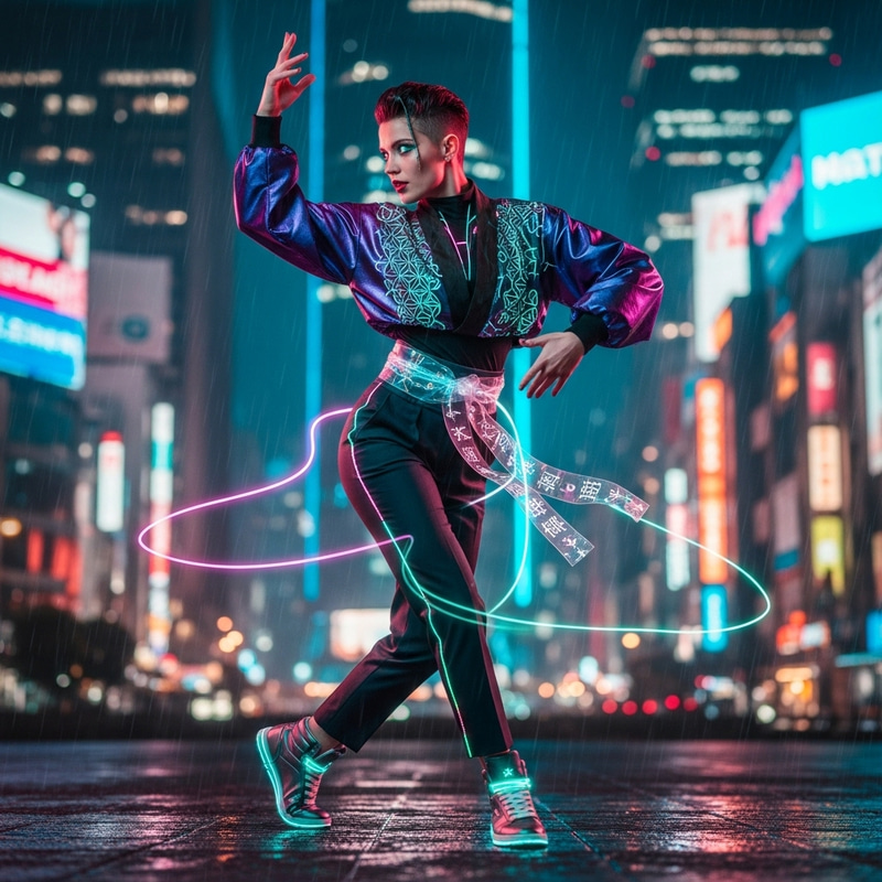 Dynamic Dancing in Modern Japanese Tech Style Dynamic Dancing in Modern Japanese Tech Style