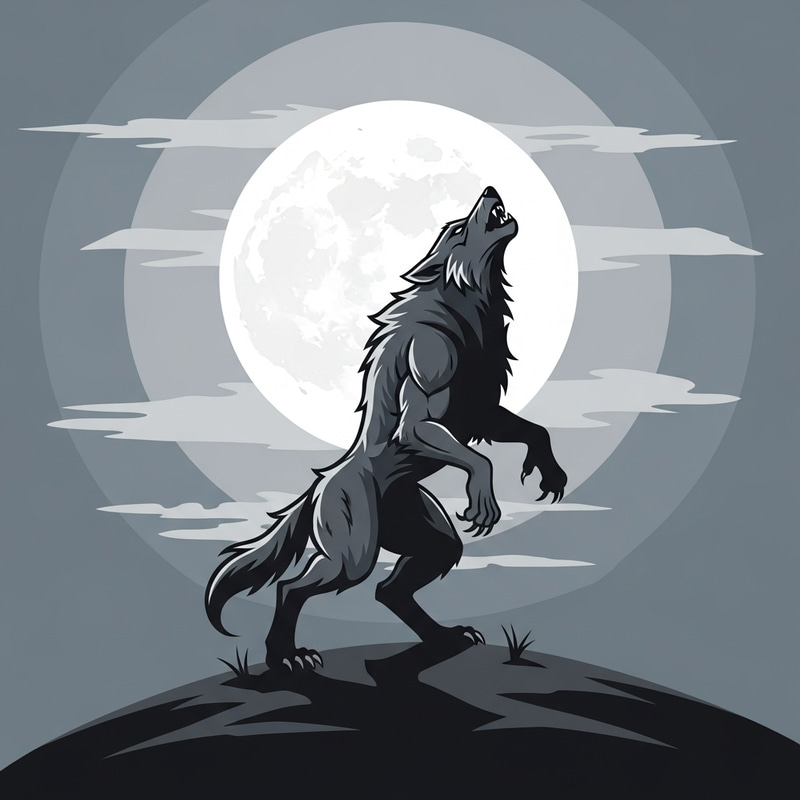 Stunning Werewolf Vector Art - Moonlit Hill Design Stunning Werewolf Vector Art - Moonlit Hill Design