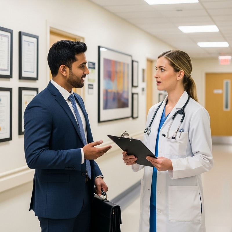 Sales Representative Consults with Doctor | Hospital Conversation Sales Representative Consults with Doctor | Hospital Conversation