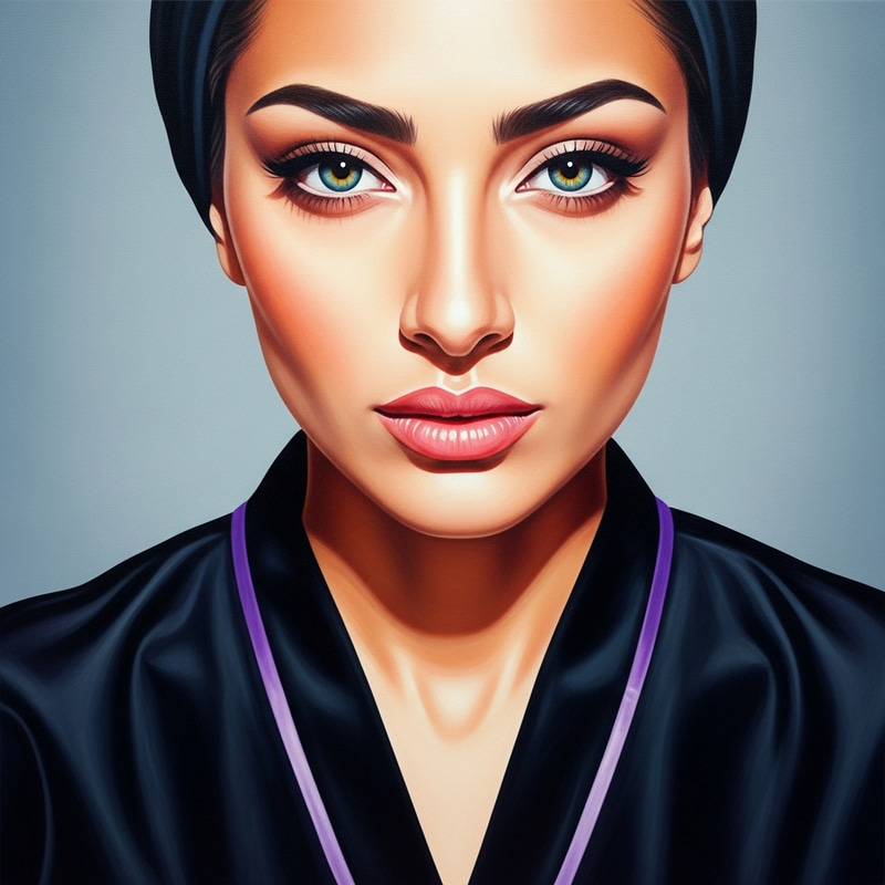 Surrealistic Beauty Therapist in Black and Purple Uniform