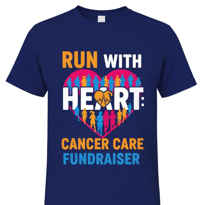 Run with Heart: Cancer Care Fundraiser T-Shirt Design Run with Heart: Cancer Care Fundraiser T-Shirt Design