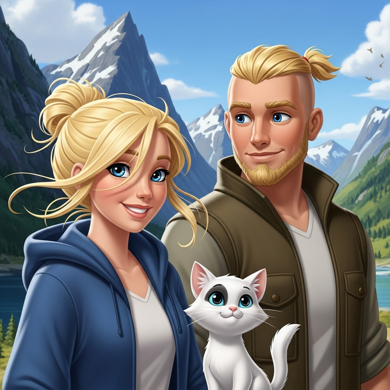 Whimsical Disney-Style Illustration of Norway Whimsical Disney-Style Illustration of Norway